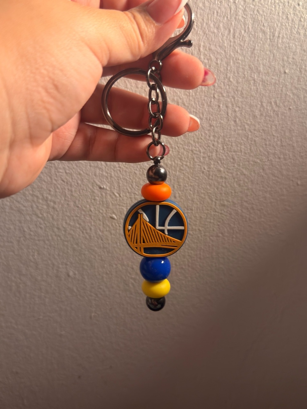 Golden State Warriors Beaded Keychain – Blue, Yellow, Orange